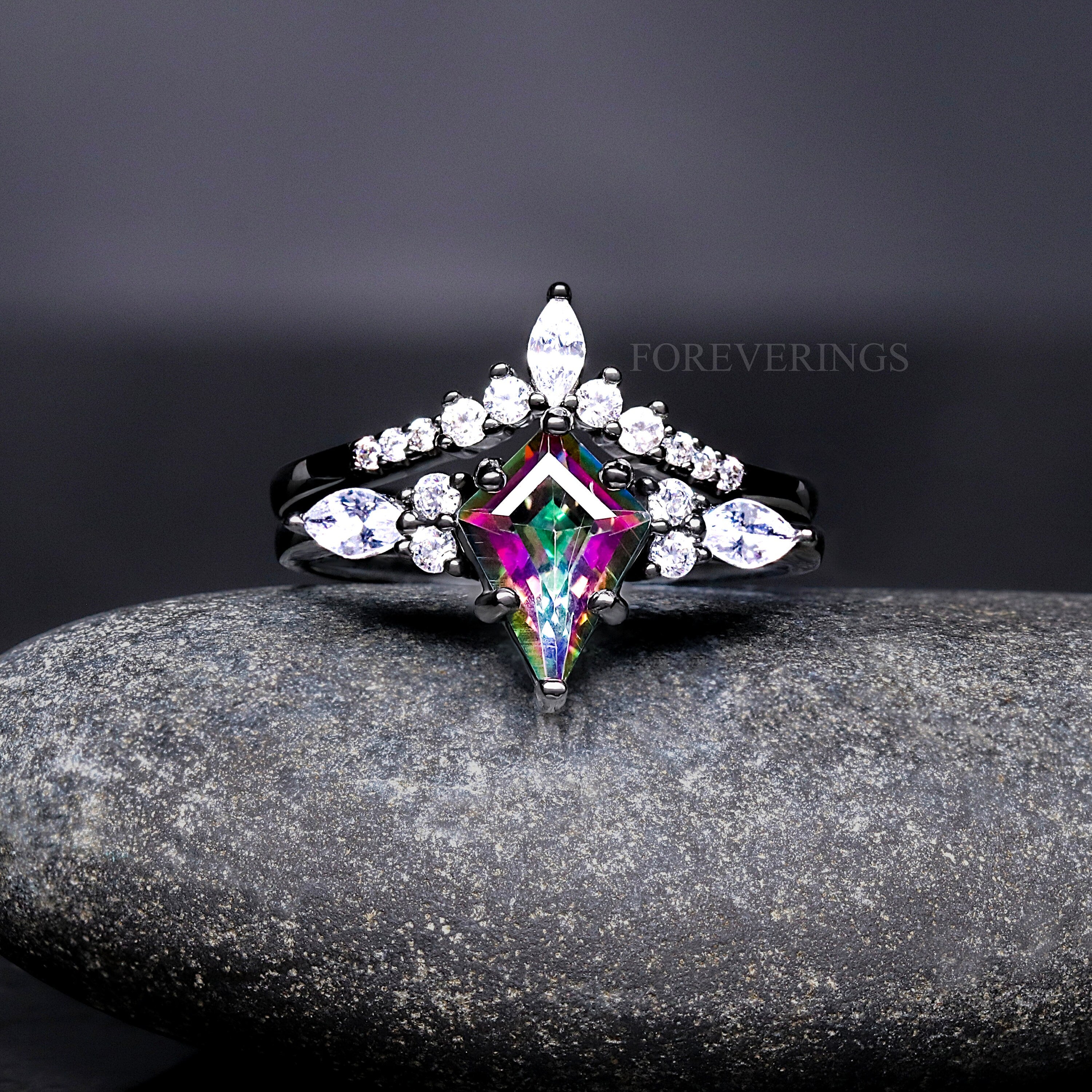 Cass Supernova Black Mystic Topaz Galaxy Ring, Alternative Wedding Ring, Unique Ring for Her, Engagement Ring, Woman Promise Ring, Engraving