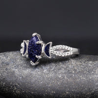 Lunara Starry Night Ring Set, His Her Wedding Ring, Unique Couples Ring, Great Rift Nebula, Crescent Moon Ring, Match Promise Ring, Engrave
