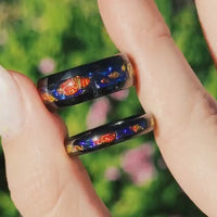 Caraxes Dragon Ring Set, His Her Tungsten Wedding Band, 8mm & 4mm Black Red Nubula Ring, Dichrolam, Unique Couple Ring, Match Promise Ring