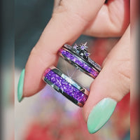 Unique stacking engagement and wedding rings for couples