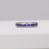 Orion Nebula Ring Set, His and Her Tungsten Wedding Band, 6mm & 4mm Silver Ring, Outer Space Couples Ring, Polish, Dome, Comfort Fit