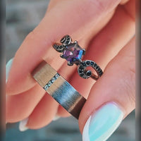 Whimstone | Alexandrite Engagement Ring Set for Couples | Black Ring