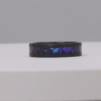 Orion Nebula Ring Set Hammered, His and Hers Wedding Band, 6mm & 4mm Black Tungsten Ring Set, Outer Space Couples Ring, Matching Rings