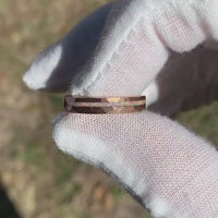 Rose Gold Ring Set, His Her Wedding Band, Engraving, White Fire Opal Ring Set, 7mm & 4mm Rings, Rose Gold Tungsten Band, Hammer, Flat, Brush