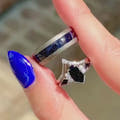 Great Rift Nebula Ring Set Kite Coffin, His and Hers Wedding Band, Matching Starry Night Ring, Sandstone, Couple Ring, Tungsten, 925 Silver