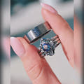 Couples wedding ring set with alexandrite gemstone
