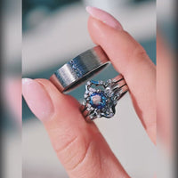 Couples wedding ring set with alexandrite gemstone