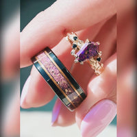 Hawthorn Purple Turquoise Engagement Ring Set for Couples