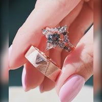 Kite Cut Herkimer Diamond Engagement Ring Set | Rose Gold Couples Ring