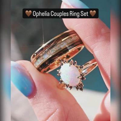 His and hers opal engagement ring set