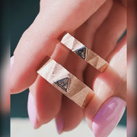 Triangle Cut Herkimer Diamond Ring Set | His and Hers Couples Rings
