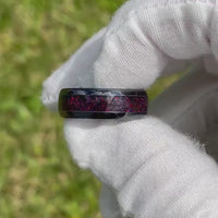 His Her Black Opal Ring Set, Ceramic Wedding Band Set, Black Fire Opal, Personalized Gift, Promise Ring Couples, Polish, Dome, Black Ring
