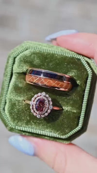 Coffee and Whiskey Engagement Ring Set, His and Her Rose Gold Wedding Ring, Smoky Quartz, Matching Wedding Band, Promise Ring, Anniversary