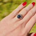 His and Hers Wedding Band, Black Fire Opal Ring, 925 Sterling Silver Ring Set, Vintage Opal Engagement Ring Set, Matching Ring Set