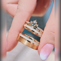 Fantasy promise ring set with gold opal and stacking star ring