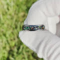 Meteorite and Galaxy Opal Ring Set, His and Hers Tungsten Wedding Bands, 6mm & 4mm Silver Ring Set, Couples Ring, Polish, Dome, Comfort Fit