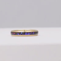Orion Nebula Ring Set Gold, His and Her Tungsten Wedding Band, 6mm & 4mm Yellow Gold Ring, Outer Space Couples Ring, Dome, Ring Engraving