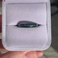 His and Hers Tungsten Wedding Band Set, Galaxy Opal Ring Set, 6mm & 4mm Black Tungsten Bands, Comfort Fit, Polished, Couples Rings, Dome