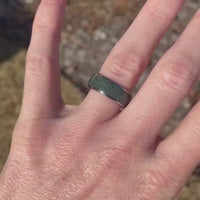 Green Moss Agate Ring Set, His and Hers Wedding Band, Tungsten and 925 Sterling Silver, Matching Moss Agate Ring Set