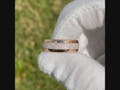 His & Hers Opal Tungsten Wedding Bands, White Fire Opal, Rose Gold Ring Set, 8mm-4mm Couples Rings, Dome Polished Finish, Promise Ring Set