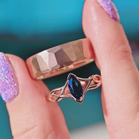 Blue Sandstone Celtic Couples Ring Set | Rose Gold His & Hers