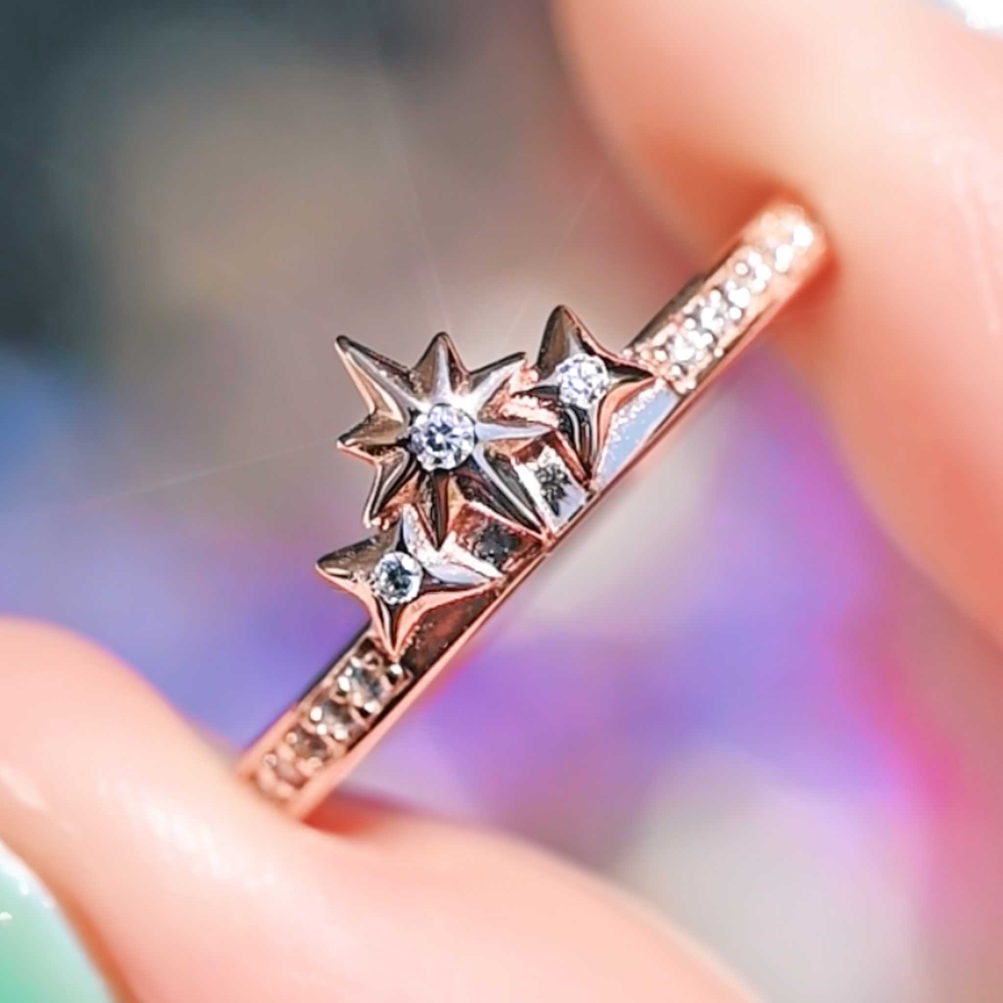 Starburst Rose Gold Star Ring | Celestial Stacking Band